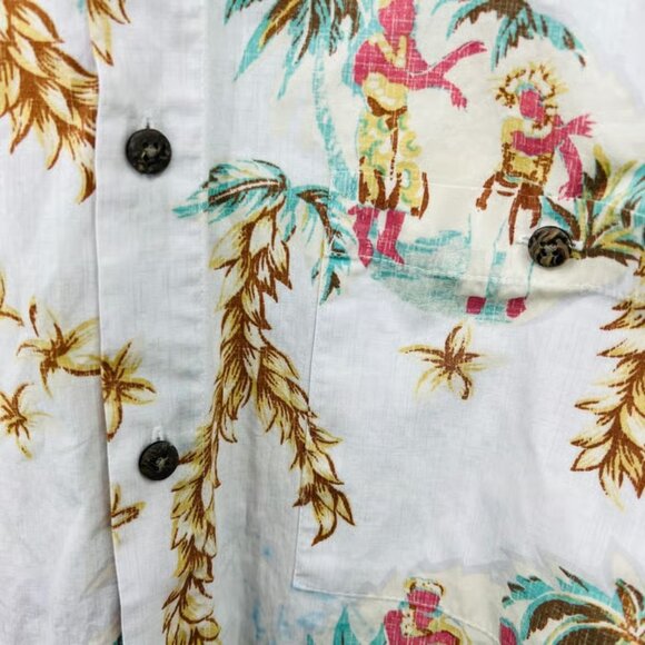 Moda Campia Moda XL VINTAGE Y2K White Palm Aloha Hawaiian Dad Shirt Button Up - Picture 6 of 7
